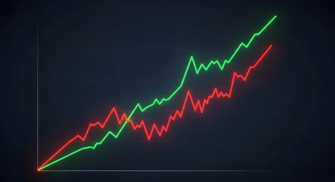 Glowing digital charts showing rising renewable energy use and decreasing pollution sustainability technology concept