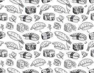 Sushi Pattern Design for Background.