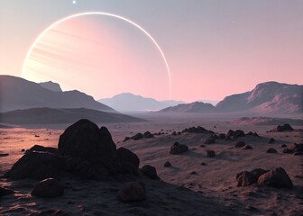 alien barren volcanic land glowing rim