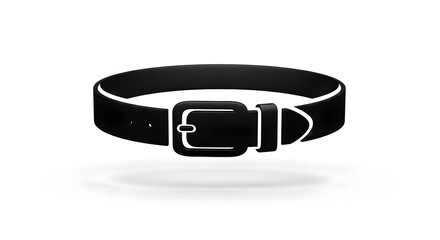 Black leather belt isolated on white background. Fashion accessory for casual and formal wear.
