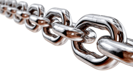 Metal Chain: A close-up shot of a gleaming, metallic chain stretches across the frame, its individual links interlocked seamlessly.