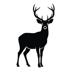 Majestic black silhouette of a stag with antlers standing proudly detailed wildlife art