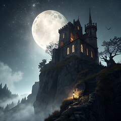 Fototapeta premium Square Vampire Castle Scene