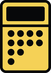 Simple yellow calculator icon with black screen and buttons
