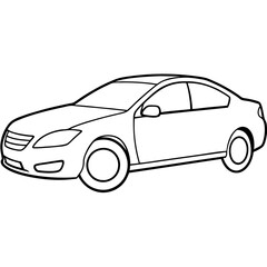 Obraz premium Modern sedan car outline vector art black color scalable illustration for design projects silhouette vector illustration white background