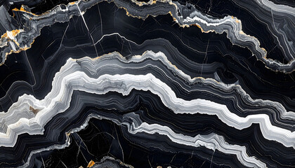 Dramatic Black Marquina Strata Marble