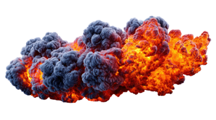 Fiery Explosion: A dynamic visual of a raging explosion with vibrant orange and red flames against dark smoke, igniting a sense of awe and destruction.
