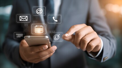 Business people use internet for information and browsing information network concept

