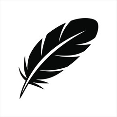Obraz premium Elegant Black Feather Isolated on White Background Graphic Element
