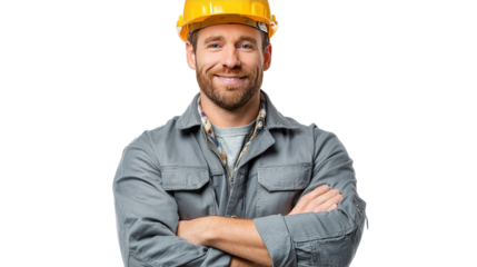 Confident Constructor: A portrait of a smiling, determined constructor or engineer, radiating confidence and competence. Embracing the essence of hard work and professional pride.