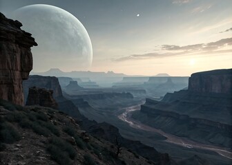 minimal alien canyon horizon giant planet