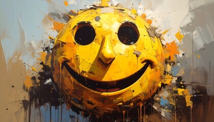 Smiling Yellow Face Abstract Art