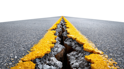 The Split Road: A dramatic shot showcasing a road split by seismic activity. Capturing the aftermath, this photo is a strong visual metaphor for disruption, disaster, and the raw power of nature.