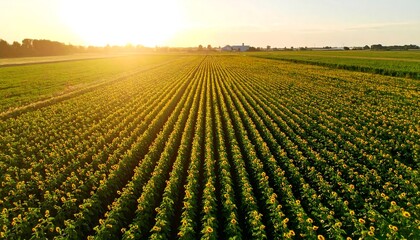 Sunflower field at sunset