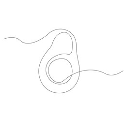 One line avocado icon. White image background. Continuous line drawing of avocado. Vector illustration. Avocado linear icon, Avocado Line icon, Sketch and Doodle Design.