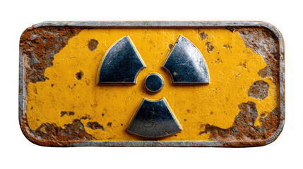 Radioactive Symbol: A weathered, grungy radioactive symbol serves as a visual reminder of a danger and caution, emphasizing awareness in this environment.