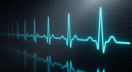 Blue Heart Rate Monitor Displaying Healthy Rhythm A Medical Diagnostic Illustration