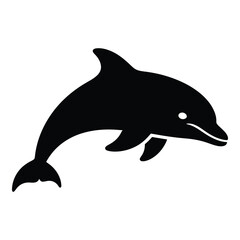 Fototapeta premium Black silhouette of a dolphin leaping joyfully through the ocean waves