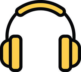Simple yellow and black outline drawing of headphones