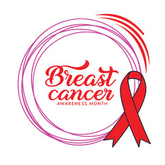 Breast Cancer Awareness Pink Ribbon Illustration. October Awareness Campaign Design