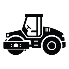 Heavy duty road roller machine construction vehicle equipment icon symbol