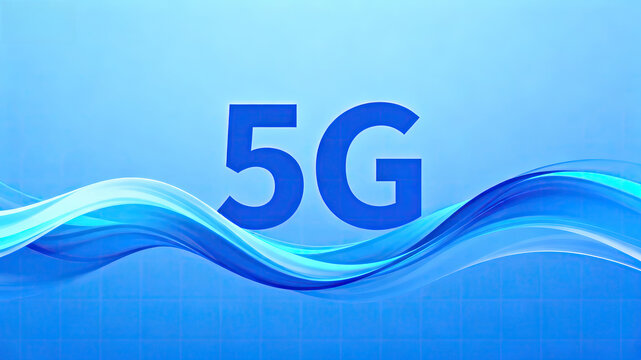 This image showcases 5G technology with flowing blue waves, symbolizing high-speed and efficient connectivity in the digital age.