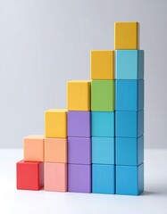Naklejka premium Colorful blocks stacked in a rising stair-step pattern
