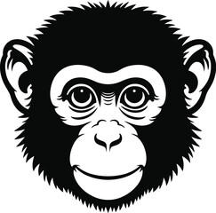 Obraz premium Black chimpanzee face vector silhouette primate animal