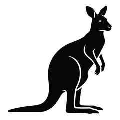 Striking black silhouette of a kangaroo standing proudly wildlife icon
