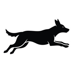 Dynamic silhouette of a dog in full gallop graceful canine action pet animal
