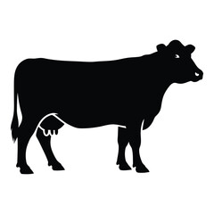 Silhouette of a holstein friesian cow side profile silhouette for agricultural farm animal graphics