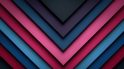 Obraz premium Abstract Geometric Composition with Layered Triangles​ in Blue and Purple Tones, Modern V-Shape Pattern for Background Design and Creative Projects