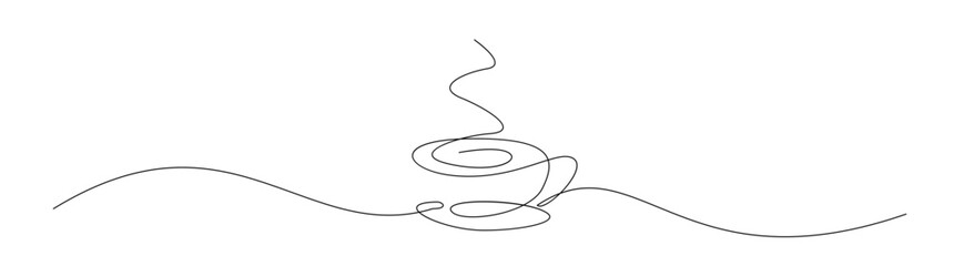 Continuous Line Art of Coffee Cup with Steam