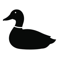 Simple black silhouette of a mallard duck floating peacefully