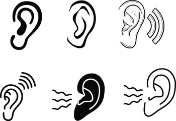 Human ear with sound waves icon