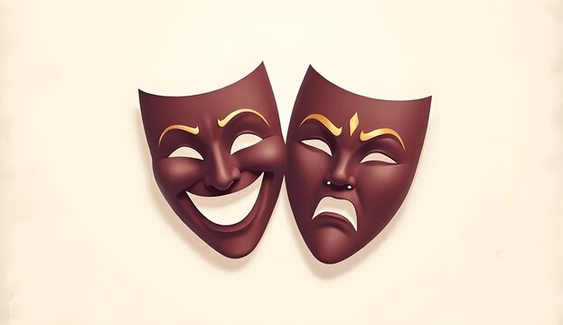 Classic Comedy and Tragedy Theater Masks Symbol of Drama and Performing Arts -editable designer