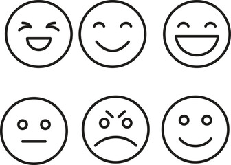 Simple emoticon line icons isolated on white