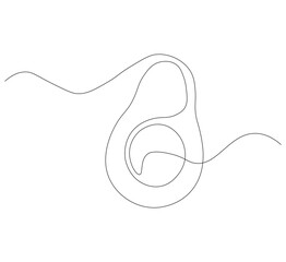 One line avocado icon. White image background. Continuous line drawing of avocado. Vector illustration. Avocado linear icon, Avocado Line icon, Sketch and Doodle Design.