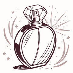 Elegant perfume bottle with diamondshaped stopper