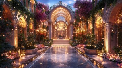 Obraz premium Ornate wedding venue at twilight