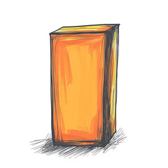 Orange block, stylized, graphic