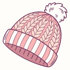 A cute pink knitted hat with a pompom