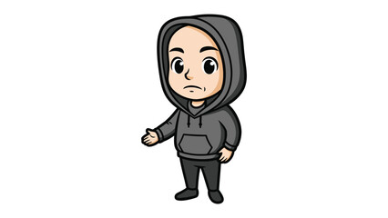 Animated Young Man in Hoodie: A friendly cartoon representation of a young man dressed in a comfortable hoodie, striking a casual pose, inviting attention, and presenting his form.