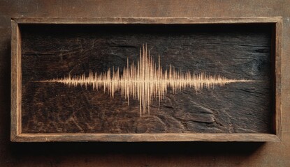 Audio waveform in wooden box