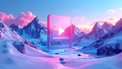 Digital media player in a snowy mountain landscape