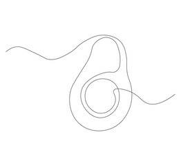 One line avocado icon. White image background. Continuous line drawing of avocado. Vector illustration. Avocado linear icon, Avocado Line icon, Sketch and Doodle Design.