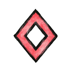 Red diamond shape, textured, abstract