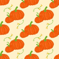 Seamless pattern of pumpkins