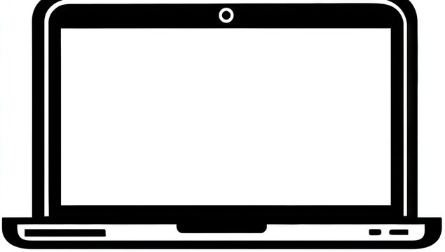 Simple black outline of a laptop computer