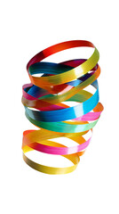 Colorful ribbons in swirling, stacked rings